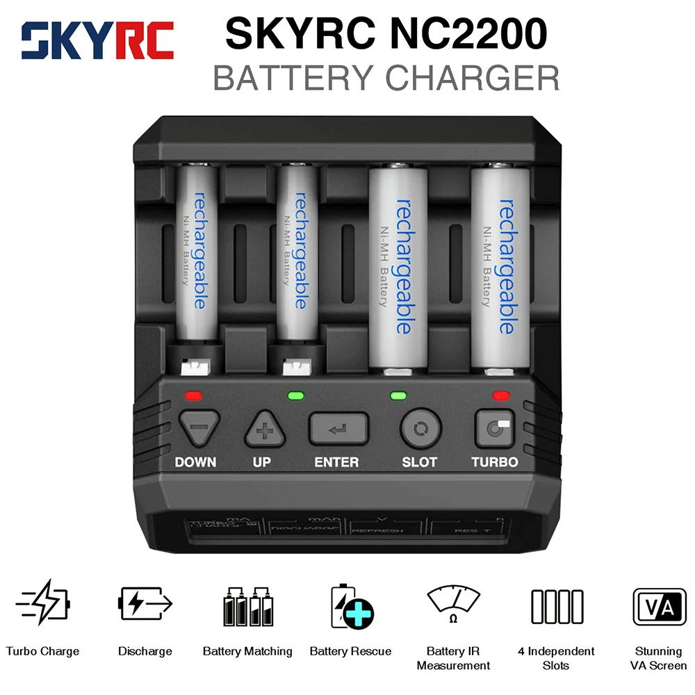 SKYRC NC2200 12V/2.0A 4 Slots AA AAA Battery Charger & Analyzer NiMH