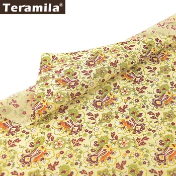 

Teramila 100% Cotton Printed Flowers Poplin Fabric Telas Tissus Au Metre DIY Doll Dress Skirt Clothing Patchwork Textile Stoffen