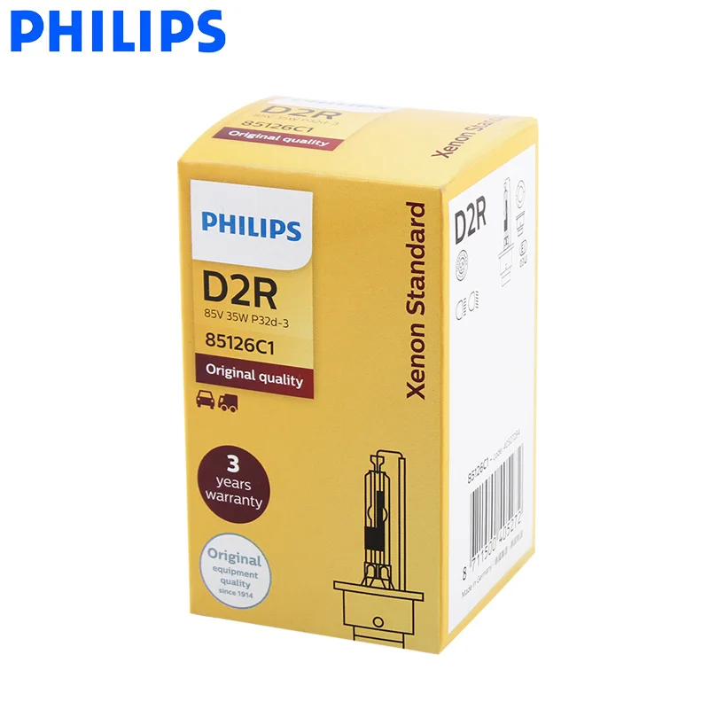 Philips D2R HID 85126 35W ксеноновый Стандартный головной светильник 4200K яркий белый светильник, Оригинальная лампа для автомобиля, ECE, Аутентичный, 1X