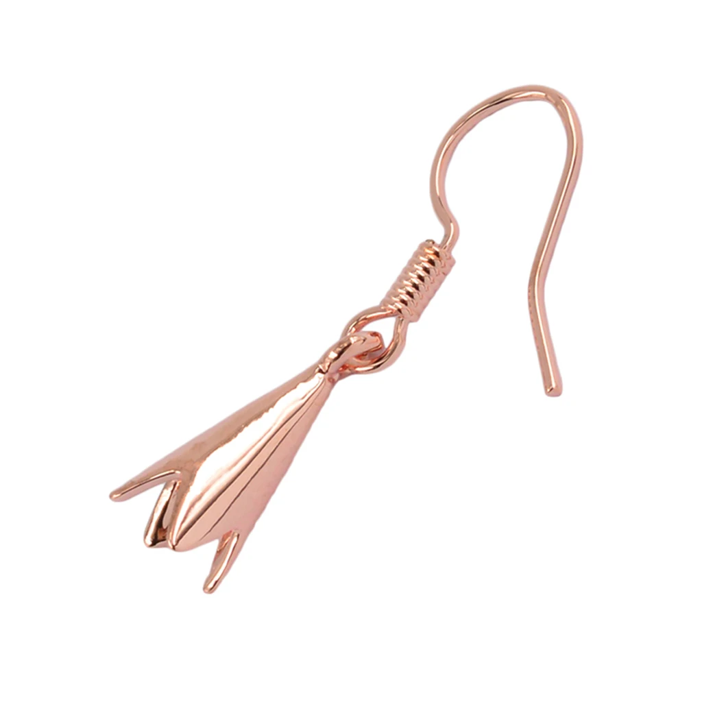 10pcs  Jewelry Components Rose Gold DIY Beadings Findings Earring Hooks with Flower Cups Earwire Fittings For Bead Crystal Pearl