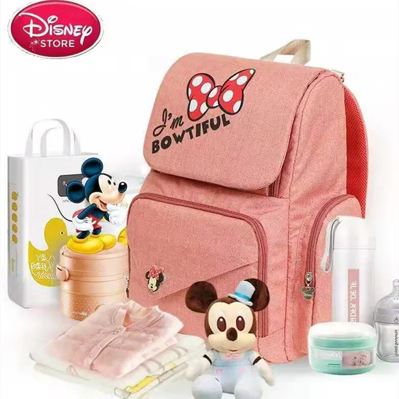  Disney Mickey Minnie Cartoon Bag USB Heating Baby Nappy Nursing Bag Mummy Shoulder s Handbag Outdoo