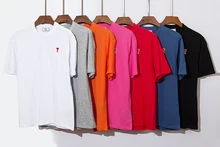 T-shirt manches courtes col rond homme et femme, Simple, multicolore, avec petite broderie, amour quotidien, nouvelle collection été 2021