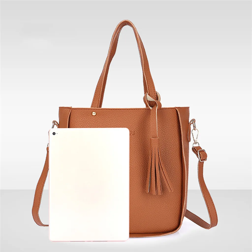 4 комплекта женских сумок из искусственной кожи, модная дизайнерская сумка на плечо, черная винтажная женская сумка-мессенджер#1104x35