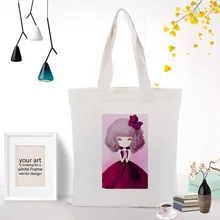 Мультяшная девушка вместительная сумка для покупок сумка на заказ Печать текстовый логотип DIY ежедневное использование холст эко экологическая многоразовая утилизация сумочка