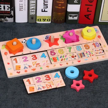 

Wooden children's new logarithmic plate geometry set of column arithmetic logarithmic puzzle early education children's toys