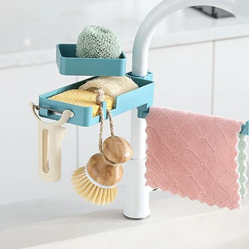 

ABS Sink Shelf Soap Sponge Drain Rack Bathroom Holder Kitchen Storage Organizer Creative Bathroom Nail-free Seamless Rack