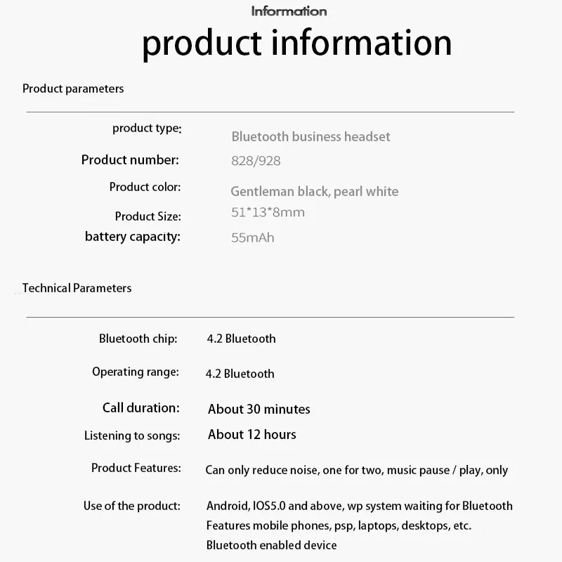 828 стерео гарнитура наушники Мини Bluetooth V4.2 Беспроводной Handfree с микрофоном для huawei Xiaomi Android всех телефонов