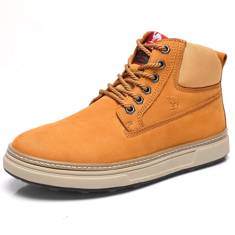 A842350274Brown CAMEL/Новинка; модные уличные рабочие ботинки; Мужская обувь из натуральной кожи; повседневные короткие полуботинки martin; zapatos de hombre - Цвет: A842350274Brown