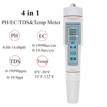 4 in 1 PH/TDS/EC/Temp Meter Wasserdicht PH-Meter Wasser Qualität Meter PH-tester für pools, trinken Wasser, Aquarien 40% off