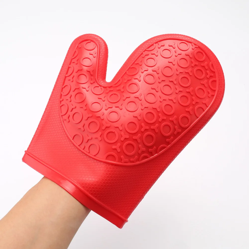 

Short Food Grade Silicone Glove Microwave Oven Only High-temperature Resistant Insulated Anti-slip Heat Resistant Two-Finger Glo
