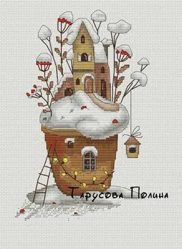

Top Counted Cross Stitch Kit Cross stitch RS cotton with cross stitchTeapot cake garden Christmas bird
