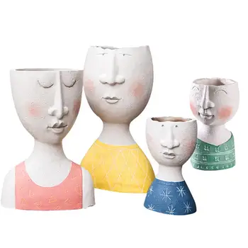 

Art Portrait Sculpture Flower Pot Resin Flower Pot Ins Dried Flower Arrangement Vase Home Garden Decoration Flower Bonsai Pot