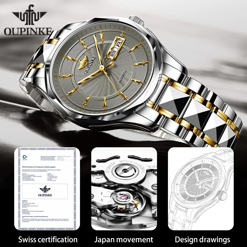 OUPINKE 2020 New Men Watch Top Brand Luxury Automatic Wrist Watches For Men Waterproof Mens Mechanical Watches Relogio Masculino