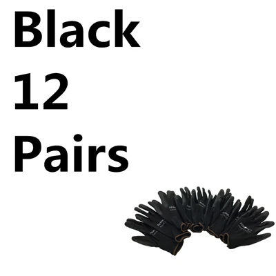 DEWBest 24& 12 пар рабочие перчатки для ПУ пальмовое покрытие защитные перчатки - Цвет: PU518 Black 12pairs