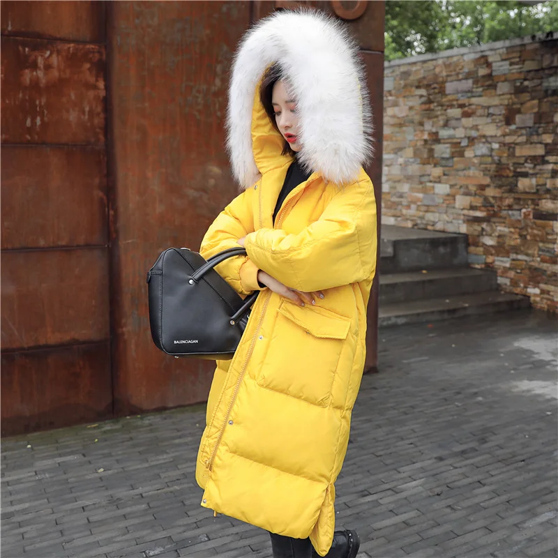 Tcyeek, зимняя куртка-пуховик, женский длинный пуховик, женские толстые тонкие куртки, одежда для девушек, большой мех, с капюшоном, теплые пальто 1351315