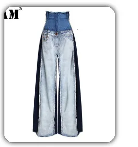 [EAM] High Elastic Waist Green Drawstring Wide Leg Long Trousers New Loose Fit Pants Women Fashion Tide Spring Autumn 2020 1X847