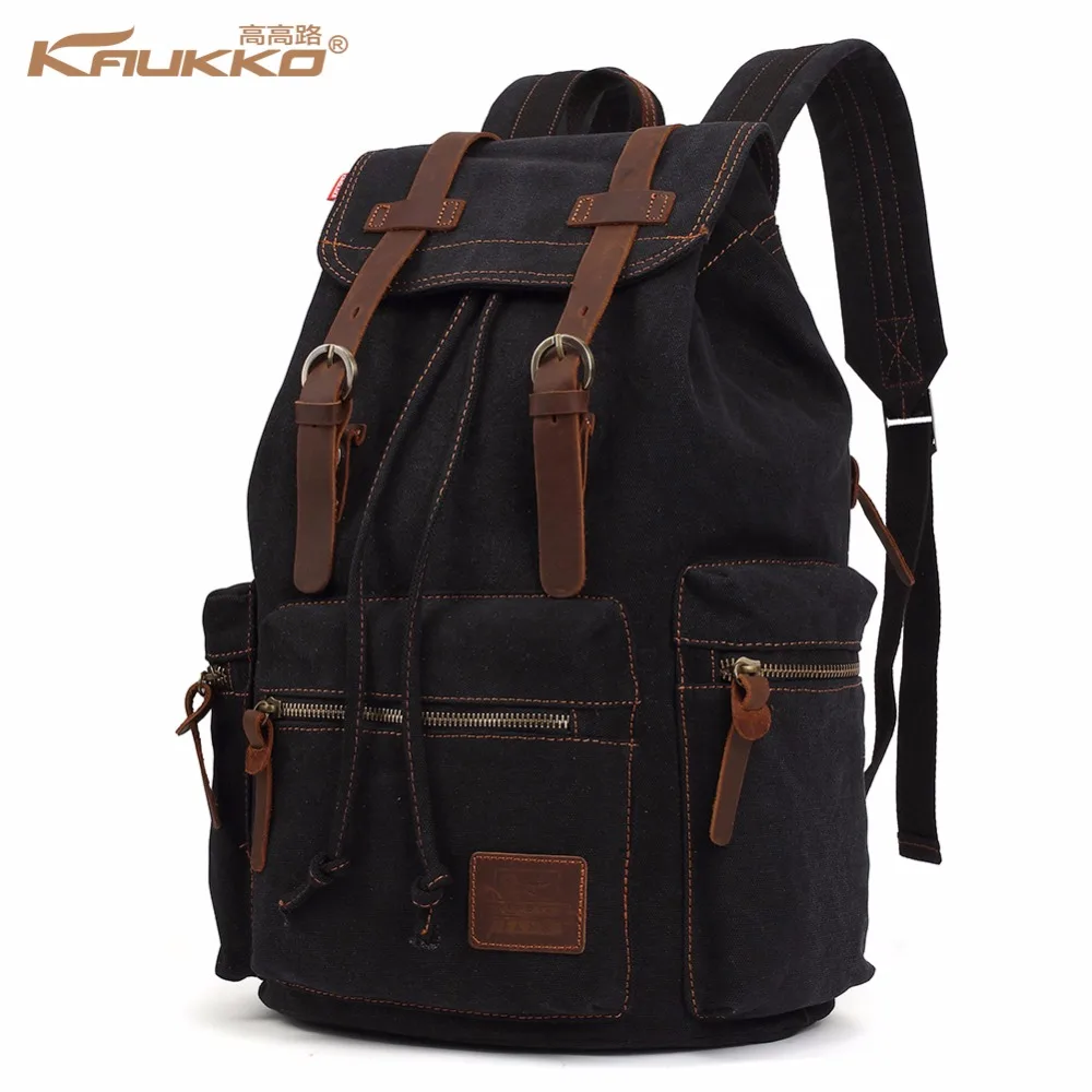 Herren винтажный Leinwand Leder Rucksacke mit Kordelzug Frauen Reisetasche Mit Groer capazitat компьютерный ноутбук Schultaschen