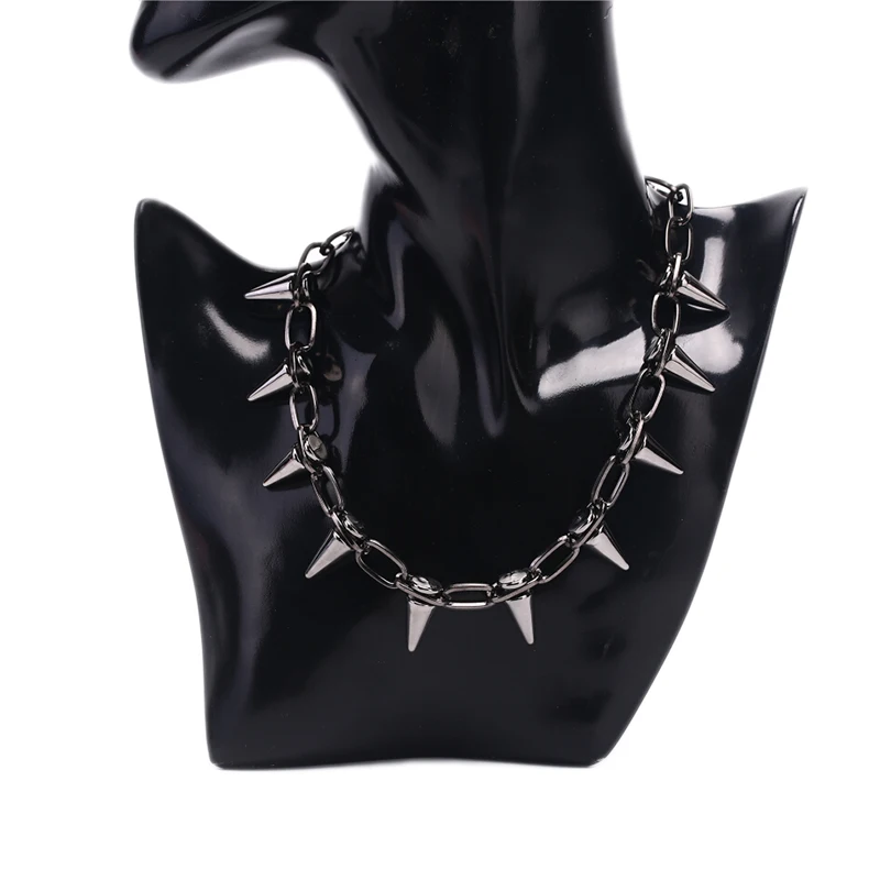 New Rivets Chokers Punk Goth Handmade CCB Material Choker Necklace  Spike Rivet Necklace Rock Gothic Chokers