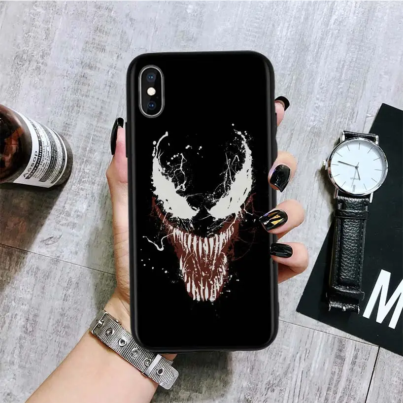 Marvel Venom Super Hero Black Back Cover Phone Case For Apple IPhone 11 Pro XS MAX XR 7 8 6 6S Plus X 10 Ten 5 5S SE Coque Shell