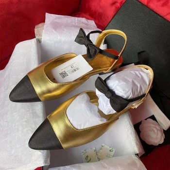 

Bowknot Women Casual Shoes Fashion Ankle Buckle Women Flats Shoes Genuine Leather Mixed Color Women Loafers Runway Summer Sandal