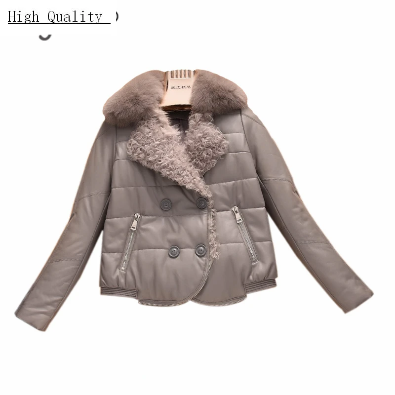 

Warm Fox Fur Collar Genuine Leather Jacket Women Winter White Duck Down Jacket Real Sheepskin Coat Female Outwear 5072M01
