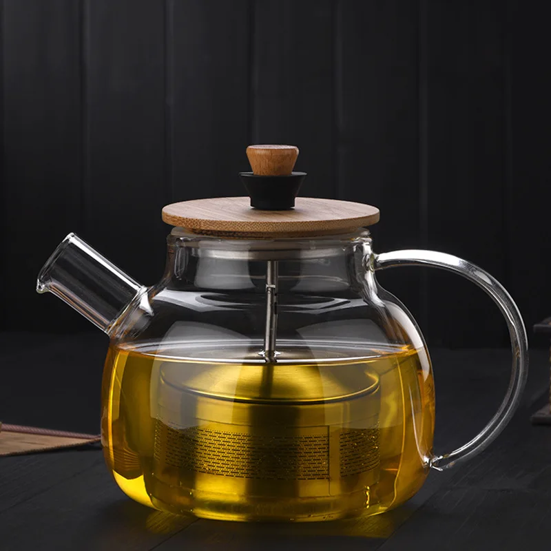 Двойной настенный прозрачный Круглый чайник из нержавеющей стали с фильтрующим стеклом утолщенный термостойкий стеклянный чайный сервиз