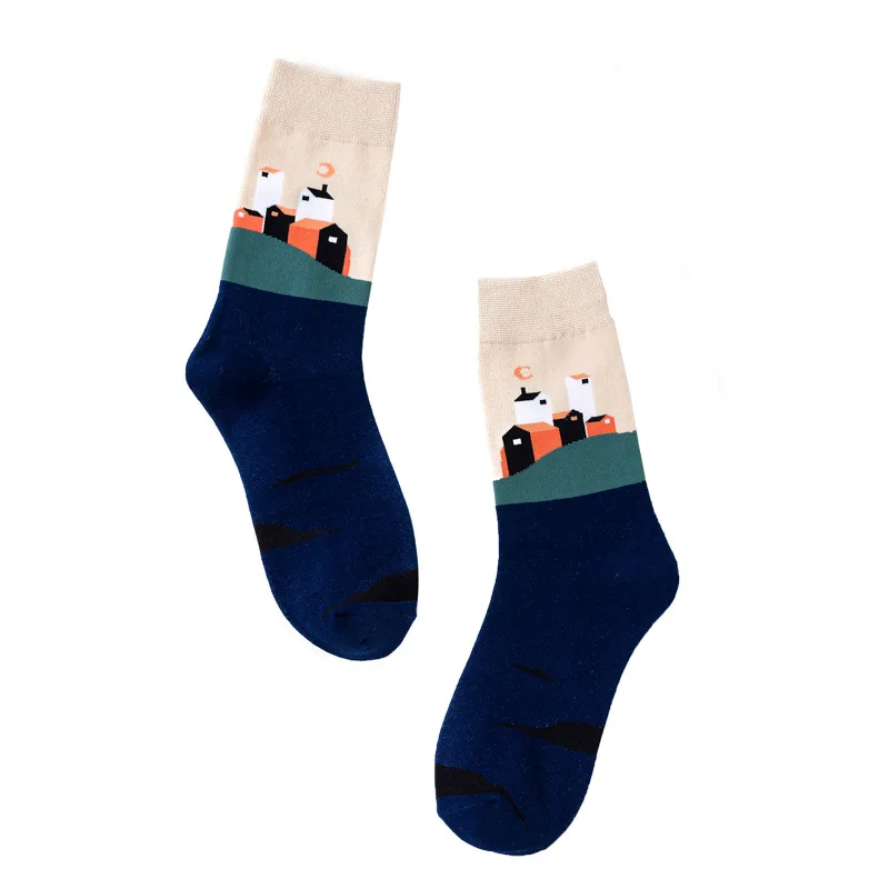 Ins/стильные женские носки; сезон осень; хлопковые впитывающие пот носки с забавным рисунком; носки с героями мультфильмов; хипстерские женские носки - Цвет: fangzi
