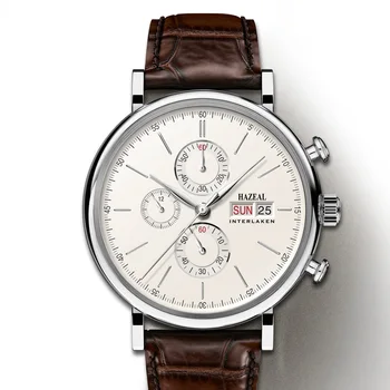 

HAZEAL automatic watch dress self wind mechanical wristwath mens watches 50m waterproof luxury montre homme month,week,date