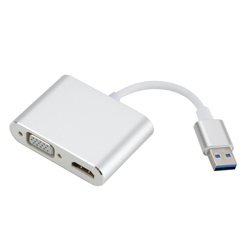 USB к HD сплиттер VGA адаптер для ПК ноутбука USB3.0 высокое Скорость Non-задержка 2-в-1 видео конвертер USB концентратор