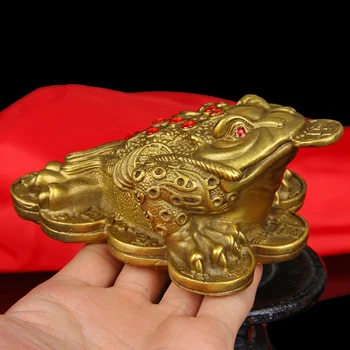 

HOT SALE -OFFICE HOME DESK EFFICACIOUS TALISMAN-BRING IN WEALTH AND TREASURE MONEY DRAWING JIN CHAN FENG SHUI BRASS STATUE #13CM