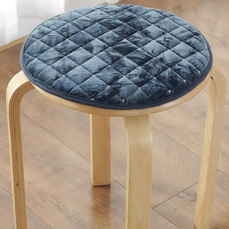 Gold velvet blue Противоскользящая Подушка для стула для студентов, подушка для офисного стула, подушка для обеденного сиденья, круглая Бархатная подушка на стул, 6 размеров, мягкая подушка для сидения на полу - Цвет: Gold velvet blue