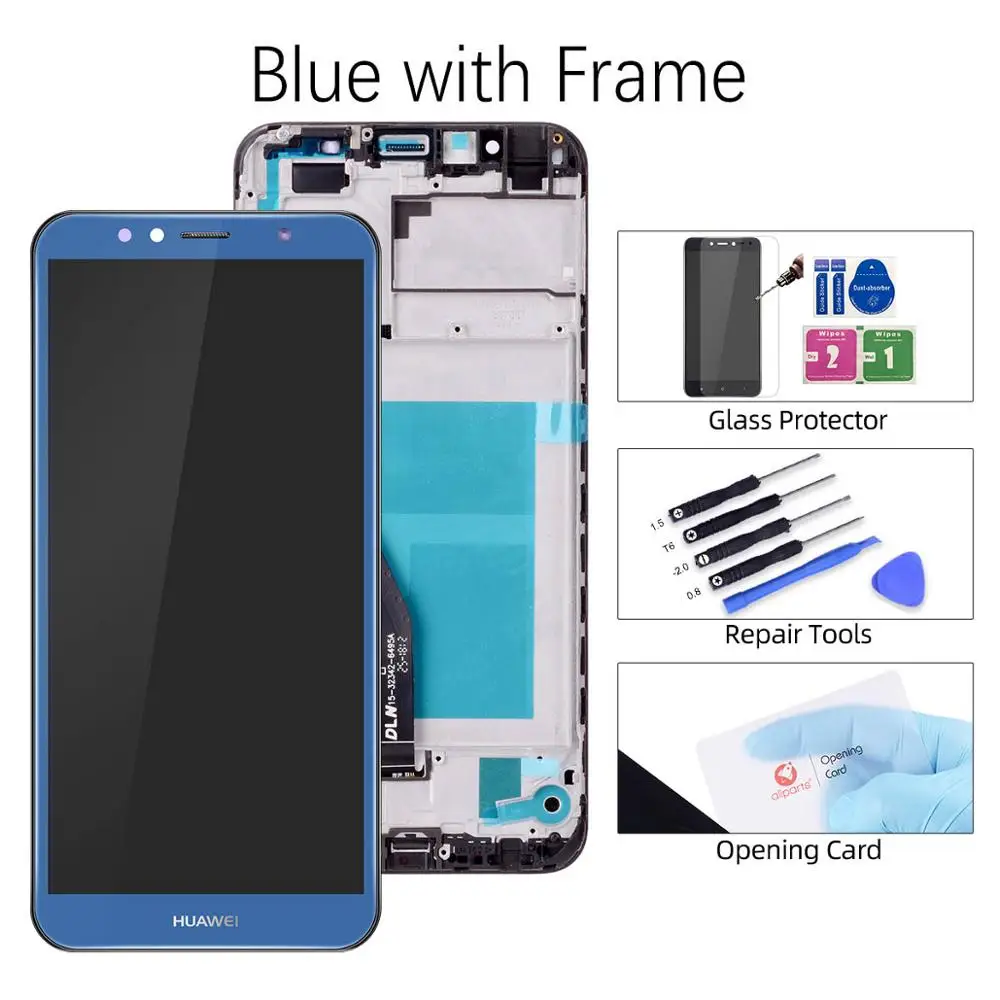 Дисплей для Huawei Y6 Y6 Prime atu-l31 LCD в сборе с тачскрином 5.7'' черный белый - Цвет: Blue with Frame