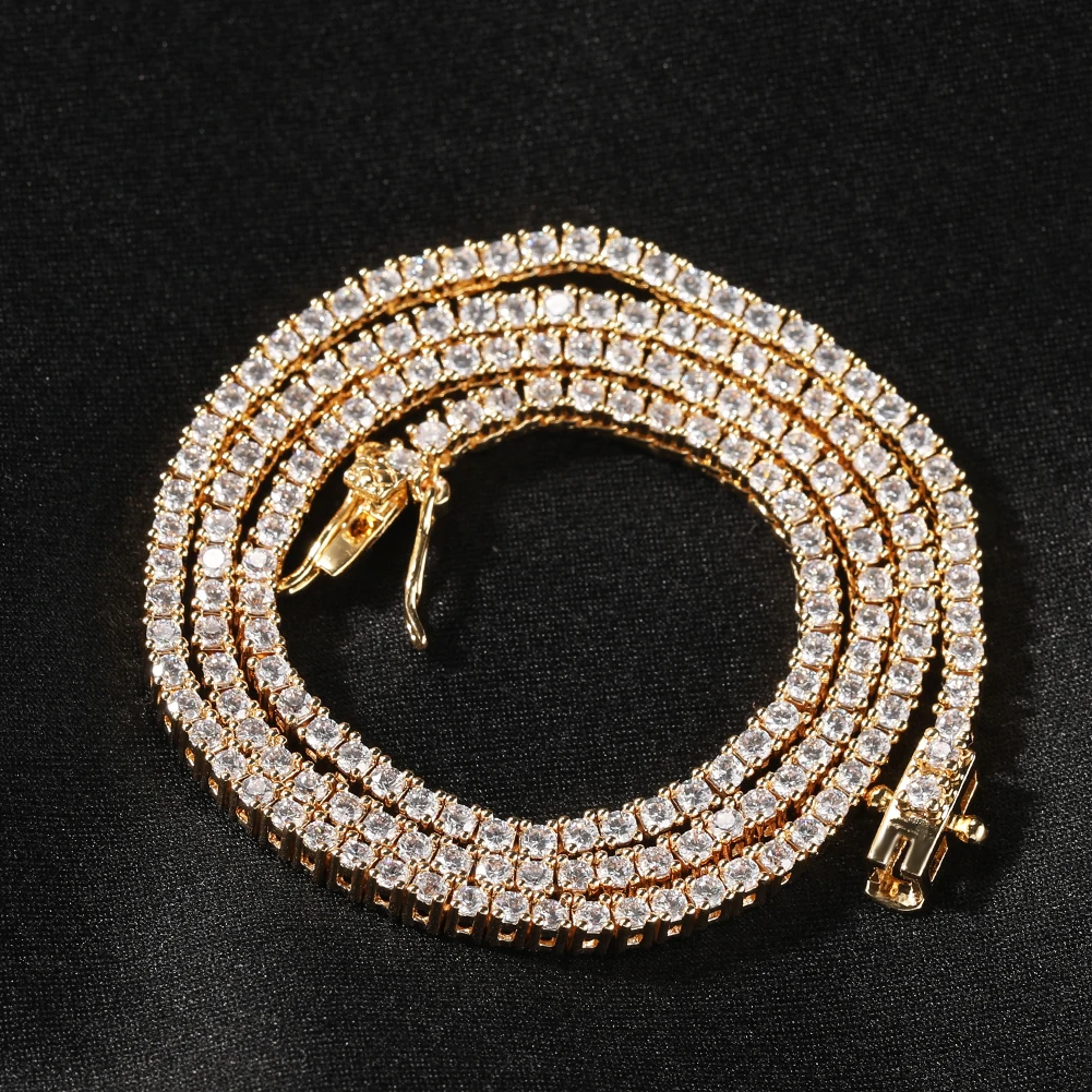 THE BLING KING Round Cut Iced Out Cubic Zirconia 2mm Tennis Link Chain Necklace Top Quality CZ Necklace Women Men Hiphop Jewelry