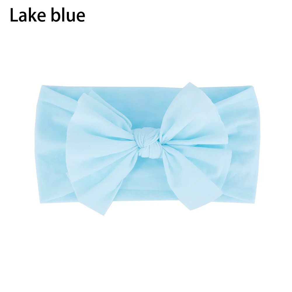 Lake blue Милая нейлоновая повязка на голову с бантом для малышей Эластичный Тюрбан повязка для волос бант для девочек волосы группы детей осенние аксессуары для волос - Цвет: Lake blue