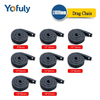 

10x10mm 10x15mm 10x20mm L1000mm Cable Drag Chain Wire Carrier with End Connectors for CNC Router Machine Tools