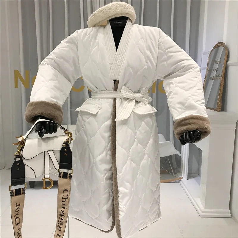Abrigos mujer invierno Новое Женское зимнее пальто с толстым поясом, длинное уличное пальто, модная верхняя одежда