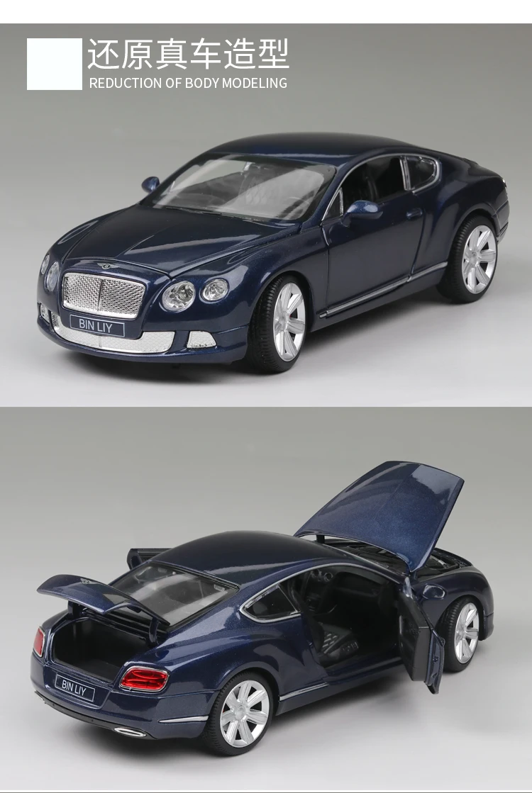 Высокая конец литья под давлением 1:24 Bentley GT W12 Mushang связь колеса Металлическая Модель Детские машинки детские игрушки Томас и Друзья коллекционные