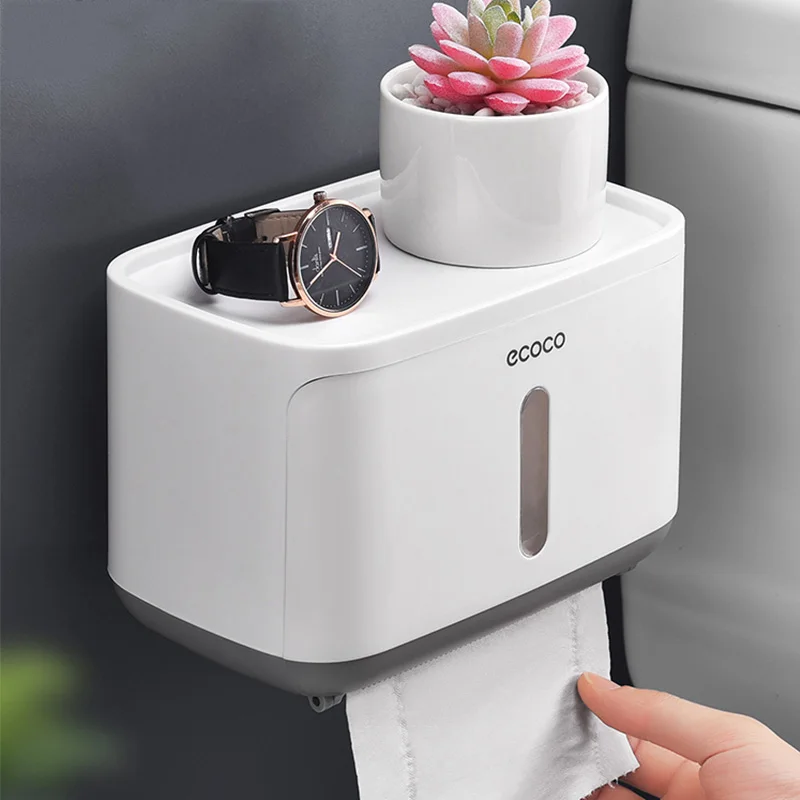

New Bathroom Waterproof Tissue Box Plastic Toilet Paper Holder Wall Mounted Tissue Storage Box Napkin Dispenser Organizer