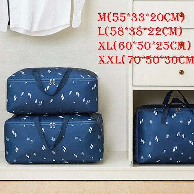 Large Portable Storage Bags Box Oxford Clothes Quilt Bedding Duvet Laundry Pillows Zipped Folding Clothing Packing Organizer