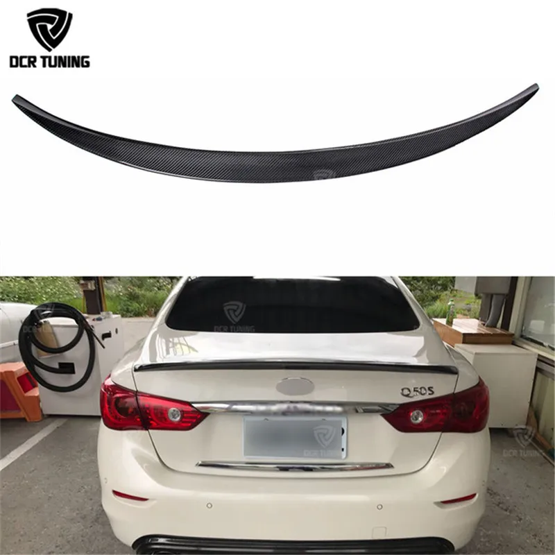 Carbon Rear Lips For Infiniti Q50 Q50S Carbon Spoiler 2014 2015 Q50 Fiber Rear Trunk Wing Spoiler Fiber