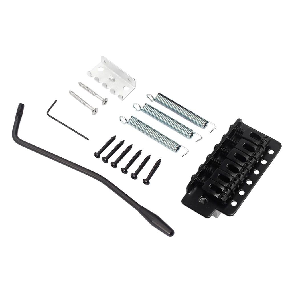 Metal Electric Guitar Tremolo Bridge Set Black, Right Handed