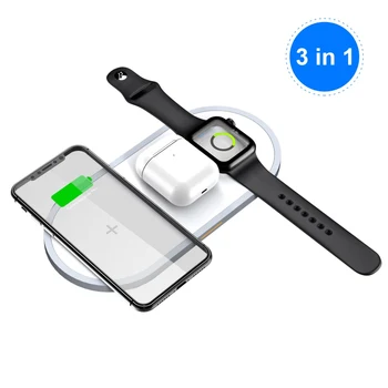 

3 In 1 Wireless Charger, Wireless Charging Station For Apple Watch 5 10W Qi Fast Wireless Charger Stand For IPhone11 Pro Max