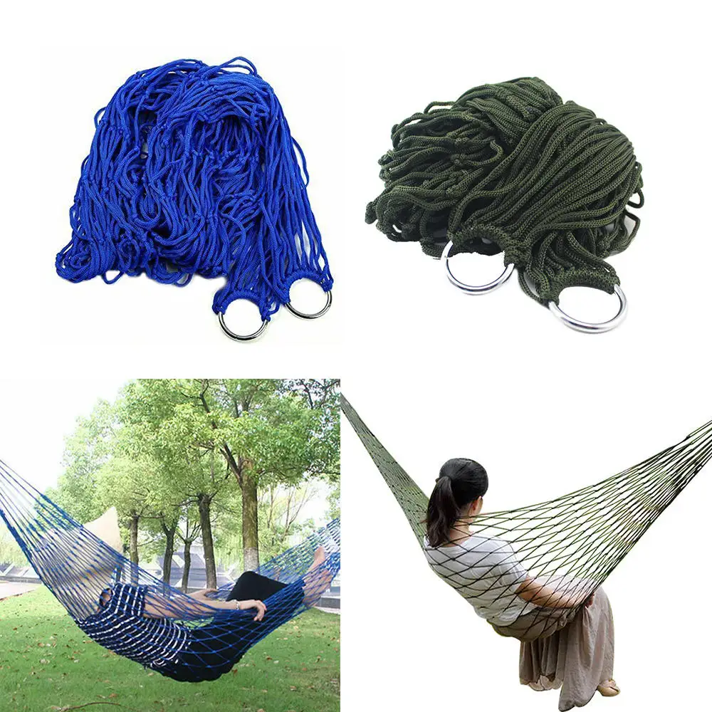  Portable Outdoor Camping Mesh Rope Hammock Chair Single Sleeping Hanging Bed Swing Camping Leisure 