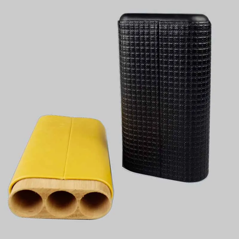 Новое поступление черный и желтый кожаный чехол с резаком для сигар|case case|leather