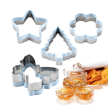 

4PCS Cookies Molds Stainless Steel Moulds Christmas Tree Flower Star Biscuits Pastry Cake Baking Tools Set Kitchen Accessories