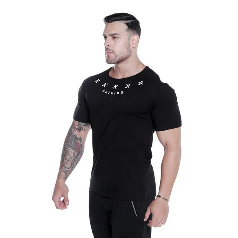 shirt 2021 New Summer gym T-shirt large-type brand T-shirt Man shirt Bodybuilding Fitness quick-drying Short Sleeve Running T-shirt funny shirts for men