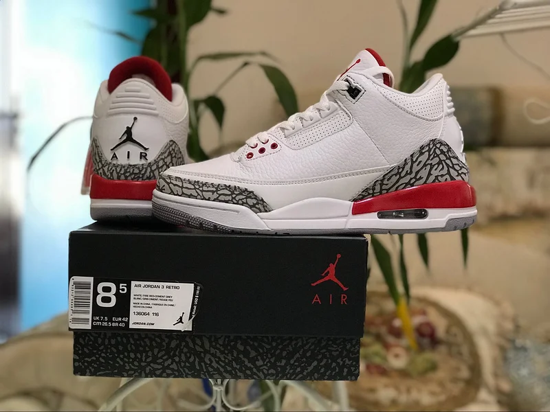 Мужские кроссовки Jordan 3 с высоким берцем в стиле ретро, баскетбольные кроссовки Aj3, белые и красные кроссовки с детонацией Jordan 3 QS Katrina 136064-116 - Цвет: Черный