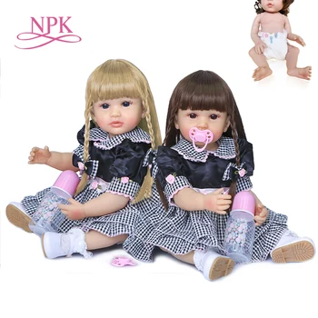 

NPK 55CM new arrival original very soft full body silicone bebe doll reborn toddler girl waterproof bath toy two colors of hair