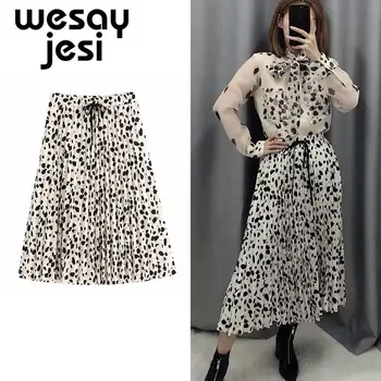 

Spring Women Midi Skirts elegant style casual vintage high waist basic faldas mujer moda 2020 chic mid-calf womens skirts