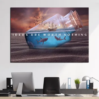 

Quotes Canvas Art Print Painting Poster Wall Picture for Home Wall Decor Wall painting Art ideas are worth nothing No frame